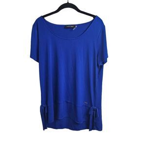 Ivanka Trump Short Sleeve Blue Dressy Top Size Large